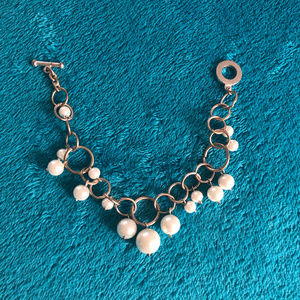 Jewelry - Silver Loop Chain Bracelet with Dangling Pearls Jewelry - Silver Loop Chain Bracelet with Dangling Pearls
